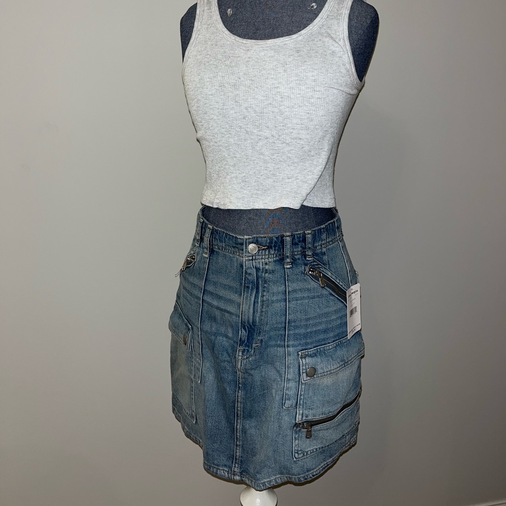 Free People Cargo Denim Skirt